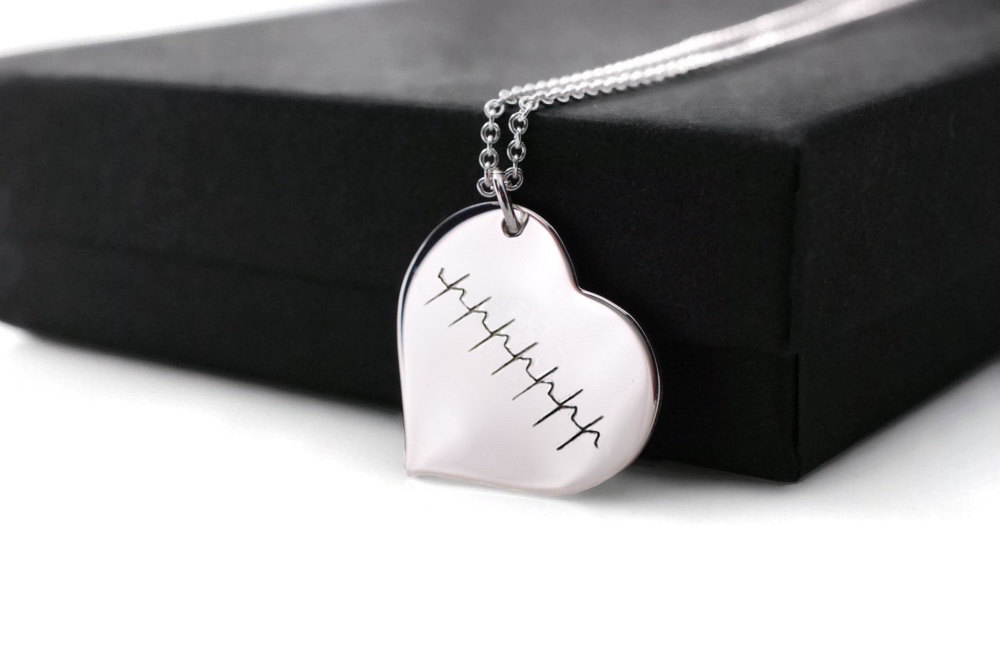 Heartbeat Actual Handwriting Artwork Voice Wave Engraved Sterling