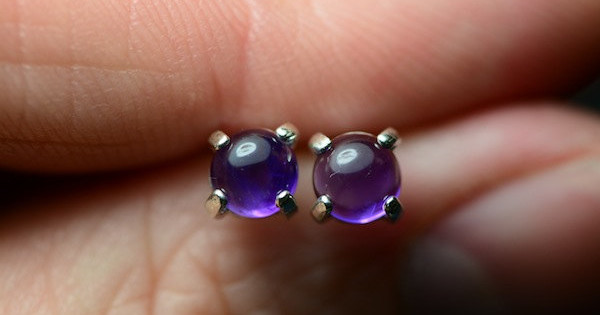 Amethyst sale cabochon earrings