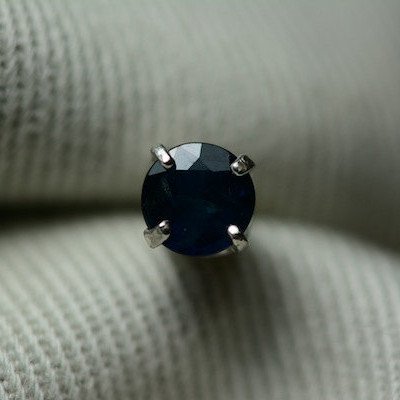 1/2 Carat Men's Single Sapphire Stud Earring Sterling Silver
