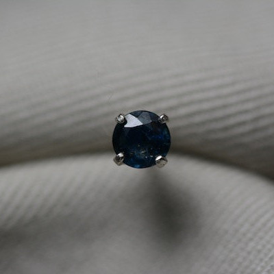 1/3 Carat Men's Single Blue Sapphire Stud Earring Sterling Silver 4mm