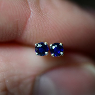 1/4 Carat Medium Blue Sapphire Solitaire Stud Earrings Sterling Silver, September Birthstone Jewelery, Push Present