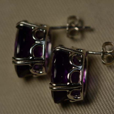 Amethyst Earrings, Certified 17.30 Carat Amethyst Earrings Appraised at 1,050.00 Oval Cut, February Birthstone, Natural Amethyst Jewelry