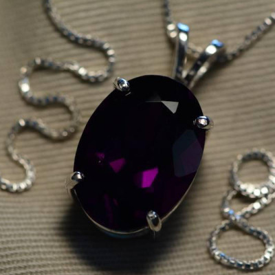 Amethyst Necklace, Certified 11.00 Carat Amethyst Pendant Appraised at 650.00 Sterling Silver Necklace, Genuine Amethyst Jewelry