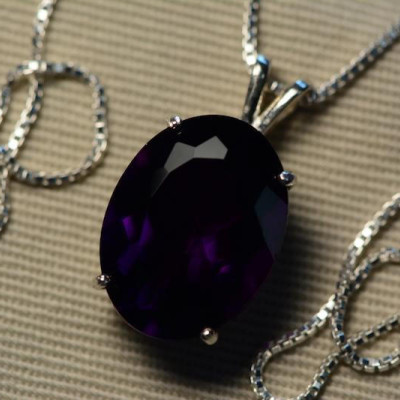 Amethyst Necklace, Certified 8.88 Carat Amethyst Pendant Appraised at 550.00 Sterling Silver Necklace, Real Amethyst Jewelry
