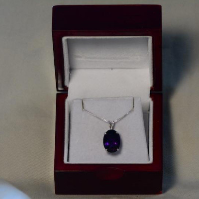 Amethyst Necklace, Certified 8.88 Carat Amethyst Pendant Appraised at 550.00 Sterling Silver Necklace, Real Amethyst Jewelry