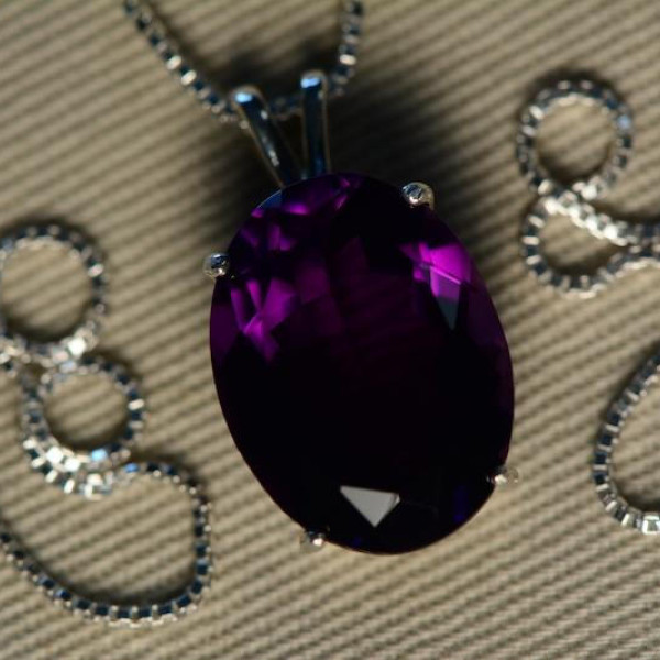 Amethyst Necklace, Certified 9.18 Carat Amethyst Pendant Appraised at 550.00 Sterling Silver Necklace, Natural Amethyst Jewelry