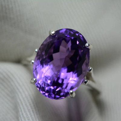 Amethyst Ring, Certified 10.02 Carat Amethyst Ring Appraised At 500.00 Sterling Silver Size 7, February Birthstone, Purple, Oval Cut