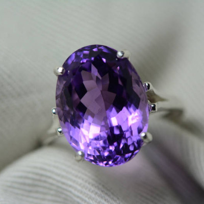 Amethyst Ring, Certified 10.02 Carat Amethyst Ring Appraised At 500.00 Sterling Silver Size 7, February Birthstone, Purple, Oval Cut