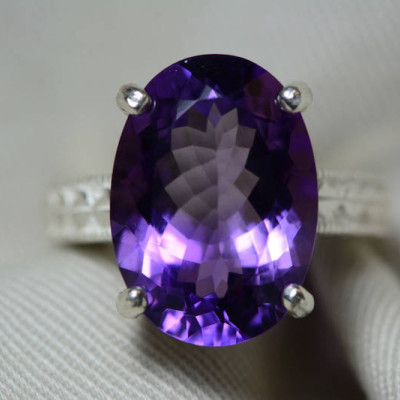 Amethyst Ring, Certified 11.63 Carat Amethyst Ring Appraised At 575.00 Sterling Silver Size 7, February Birthstone, Purple, Oval Cut