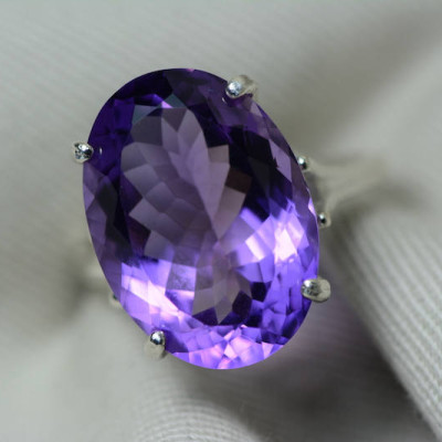 Amethyst Ring, Certified 12.03 Carat Amethyst Ring Appraised At 600.00 Sterling Silver Size 7, February Birthstone, Purple, Oval Cut
