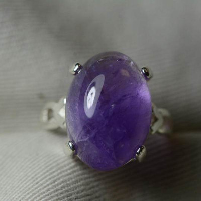 Amethyst Ring, Certified 12.37 Carat Amethyst Cabochon Appraised at 500.00 Oval Cab, Sterling Silver, Natural Amethyst Jewellery