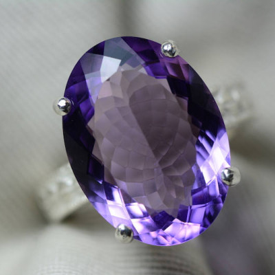 Amethyst Ring, Certified 12.46 Carat Amethyst Ring Appraised At 625.00 Sterling Silver Size 7, February Birthstone, Purple, Oval Cut