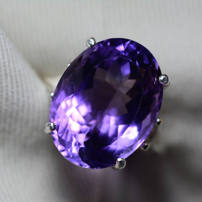 Amethyst Ring, Certified 13.38 Carat Amethyst Ring Appraised At 675.00 Sterling Silver Size 7, February Birthstone, Purple, Oval Cut