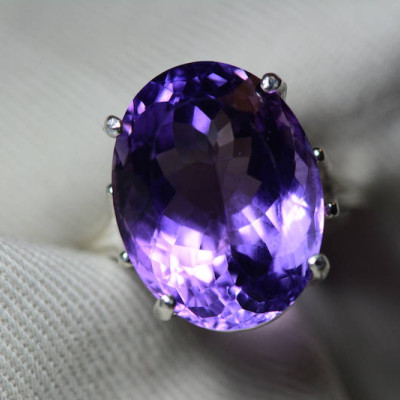 Amethyst Ring, Certified 13.38 Carat Amethyst Ring Appraised At 675.00 Sterling Silver Size 7, February Birthstone, Purple, Oval Cut