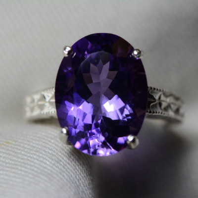 Amethyst Ring, Certified 9.11 Carat Amethyst Ring Appraised At 450.00 Sterling Silver Size 7, February Birthstone, Purple, Oval Cut