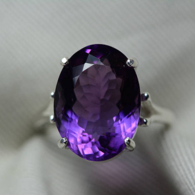 Amethyst Ring, Certified 9.53 Carat Amethyst Ring Appraised At 475.00 Sterling Silver Size 7, February Birthstone, Purple, Oval Cut