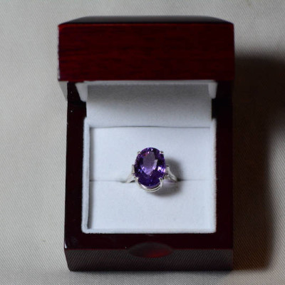 Amethyst Ring, Certified 9.53 Carat Amethyst Ring Appraised At 475.00 Sterling Silver Size 7, February Birthstone, Purple, Oval Cut
