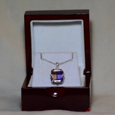 Ametrine Necklace, Certified 14.50 Carat Ametrine Pendant Appraised At 1,025.00 Sterling Silver, Purple Yellow, Bicolor Ametrine Jewelry