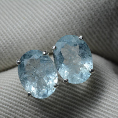 Aquamarine Earrings, 4.04 Carats Appraised At 600.00, Sterling Silver, Genuine Real Natural, March Birthstone Jewelry, Blue