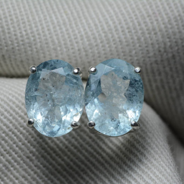 Aquamarine Earrings, 4.04 Carats Appraised At 600.00, Sterling Silver, Genuine Real Natural, March Birthstone Jewelry, Blue