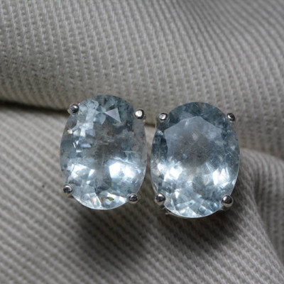 Aquamarine Earrings, 4.57 Carats Appraised At 675.00, Sterling Silver, Genuine Real Natural, March Birthstone Jewelry, Blue