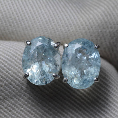 Aquamarine Earrings, 5.20 Carats Appraised At 775.00, Sterling Silver, Genuine Real Natural, March Birthstone Jewelry, Blue