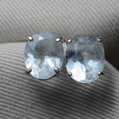 Aquamarine Earrings, 5.47 Carats Appraised At 800.00, Sterling Silver, Genuine Real Natural, March Birthstone Jewelry, Blue
