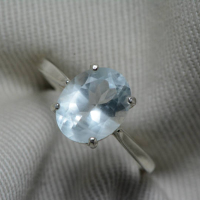 Aquamarine Ring, Aquamarine Solitaire 2.38 Carats Appraised At 350.00 Sterling Silver, Genuine Real Natural, March Birthstone Jewelry