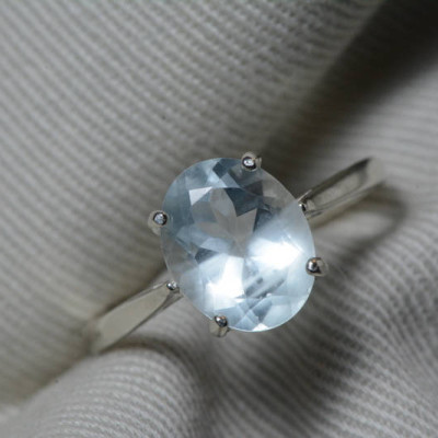 Aquamarine Ring, Aquamarine Solitaire 2.38 Carats Appraised At 350.00 Sterling Silver, Genuine Real Natural, March Birthstone Jewelry