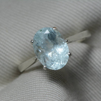 Aquamarine Ring, Aquamarine Solitaire 2.83 Carats Appraised At 425.00 Sterling Silver, Genuine Real Natural, March Birthstone Jewelry