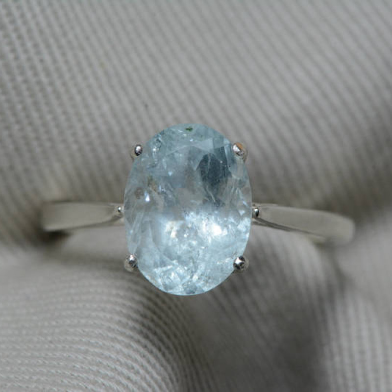 2Ct Emerald cut Halo Aquamarine ring, Aquamarine solitaire ring, natur -  Giliarto