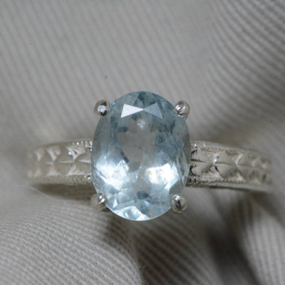 Aquamarine Ring, Aquamarine Solitaire 3.05 Carats Appraised At 450.00 Sterling Silver, Genuine Real Natural, March Birthstone Jewelry