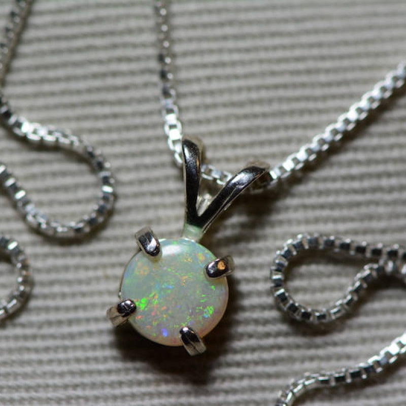 Toscow Australia Opal Stone Silver Tone Chain Necklace Boxed Jewellery |  eBay