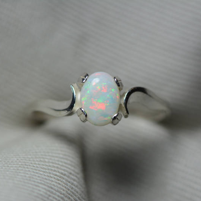 Amore' Australian Opal Heart Silver Ring - Black Star Opal