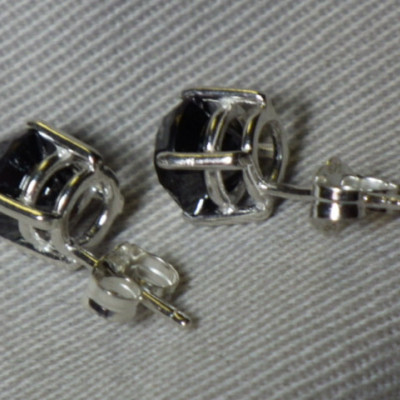 Black Diamond Earrings, Fabulous 4.17 Carat Black Diamond Stud Earrings Appraised At 2,500.00, Sterling Silver, Genuine Diamonds