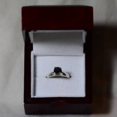 Black Diamond Ring, Certified 1.68 Carat Black Diamond Solitaire Ring Appraised at 1,000.00, Real Natural Genuine Diamond Jewelry