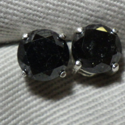 Black Diamond Stud Earrings, 4.17 Carats Appraised At 2,500.00, Sterling Silver, Certified Real Genuine Diamonds, April Birthstone