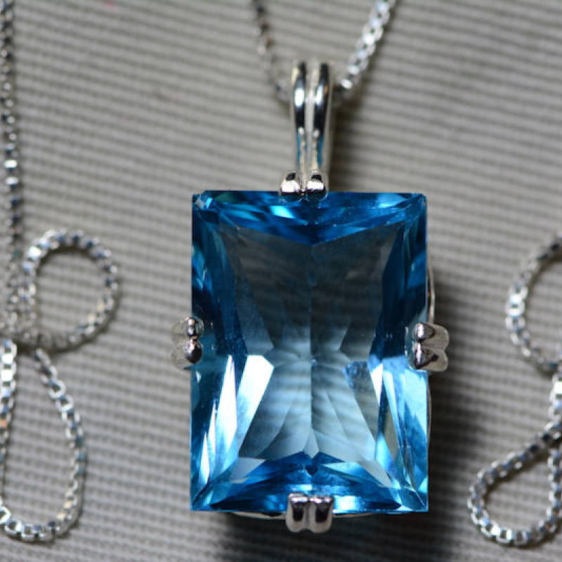 Cushion-Cut Blue Topaz Necklace – Forever Today by Jilco