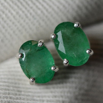 Certified 1.65 Carat Colombian Emerald Stud Earrings Appraised at 1,150.00