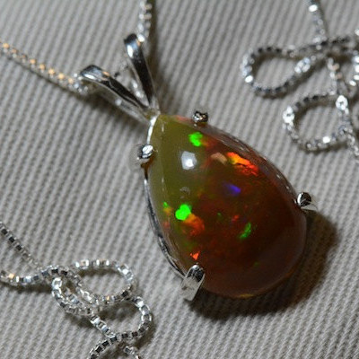 Certified 5.00 Carat Solid Opal Pendant Appraised at 750.00 On 18" Necklace