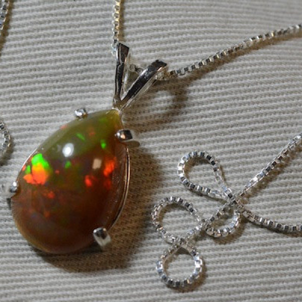 Certified 5.00 Carat Solid Opal Pendant Appraised at 750.00 On 18" Necklace