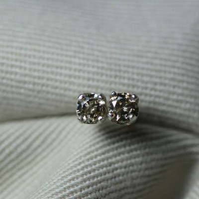 Champagne Diamond Stud Earrings, 0.26 Carats, Sterling Silver, Genuine Natural Real Diamond, Christmas Present For Her, Stocking Stuffer