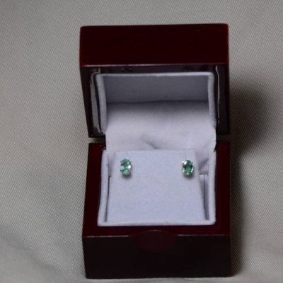Emerald Earrings, Oval Cut Emerald Stud Earrings 0.90 Carats Appraised at 700.00 Sterling Silver, May Birthstone, Genuine Real Natural Green