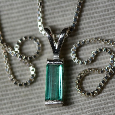 Emerald Necklace, Colombian Emerald Pendant 0.41 Carat Appraised at 656.00 Genuine Emerald Jewellery, Sterling Silver