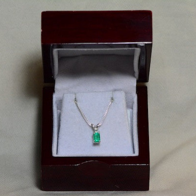 Emerald Necklace, Colombian Emerald Pendant 0.50 Carat Appraised at 500.00 Natural Emerald Jewellery, Sterling Silver