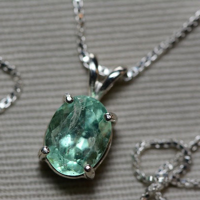 Emerald Necklace, Colombian Emerald Pendant 2.08 Carat Appraised at 2,400.00, Sterling Silver, Real Emerald Jewellery