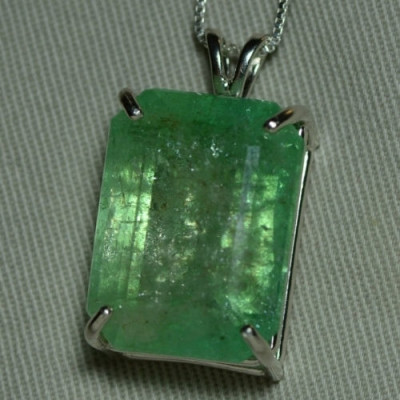 Emerald Necklace, Huge 38.34 Carat Colombian Emerald Pendant Appraised at 11,800.00
