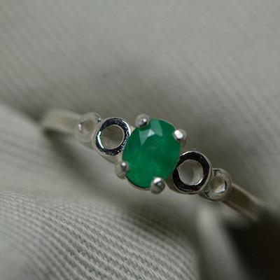 Emerald Ring, Colombian Emerald Solitaire Ring 0.35 Carats Appraised At 350.00, Sterling Silver Size 7, Real Emerald Jewellery