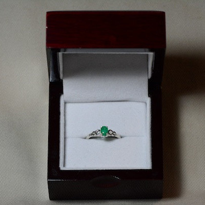Emerald Ring, Colombian Emerald Solitaire Ring 0.35 Carats Appraised At 350.00, Sterling Silver Size 7, Real Emerald Jewellery