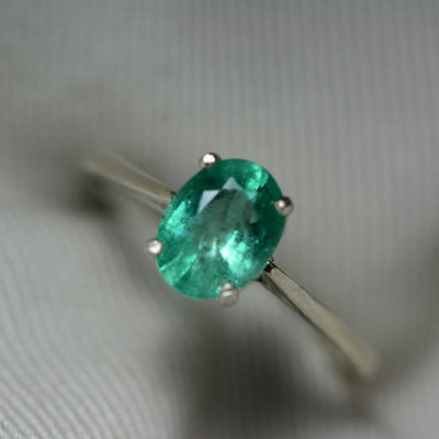 Emerald Ring, Real Emerald Solitaire Ring 1.13 Carats Appraised At 339.00, Sterling Silver Genuine Emerald Jewellery, Size 7, Oval Cut